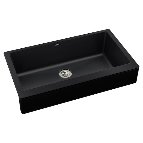 Elkay Quartz Luxe 35-7/8 X 20-15/16 X 9 Single Bowl Farmhouse Sink With Perfect Drain Caviar ELXUFP3620CA0 - main